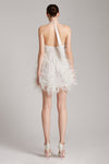 Ostrich Feathers Embellished Halter Mini Dress in White