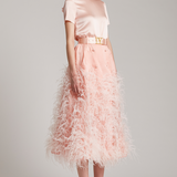 Multiway Silk Satin Short Sleeve Blouse with Bow in Blush Pink