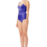 Silk Satin Corseted Bodysuit in Royal Blue