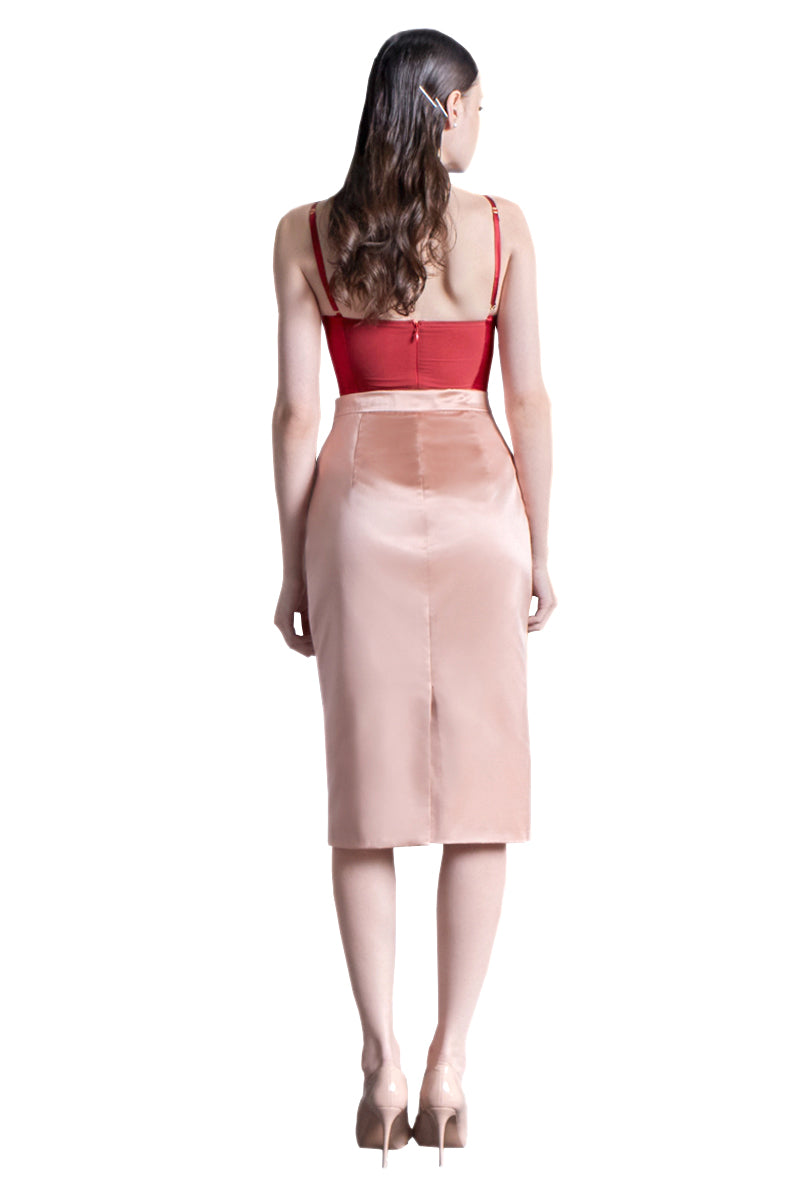 Silk Satin Pencil Skirt in Pink – IVAN YOUNG