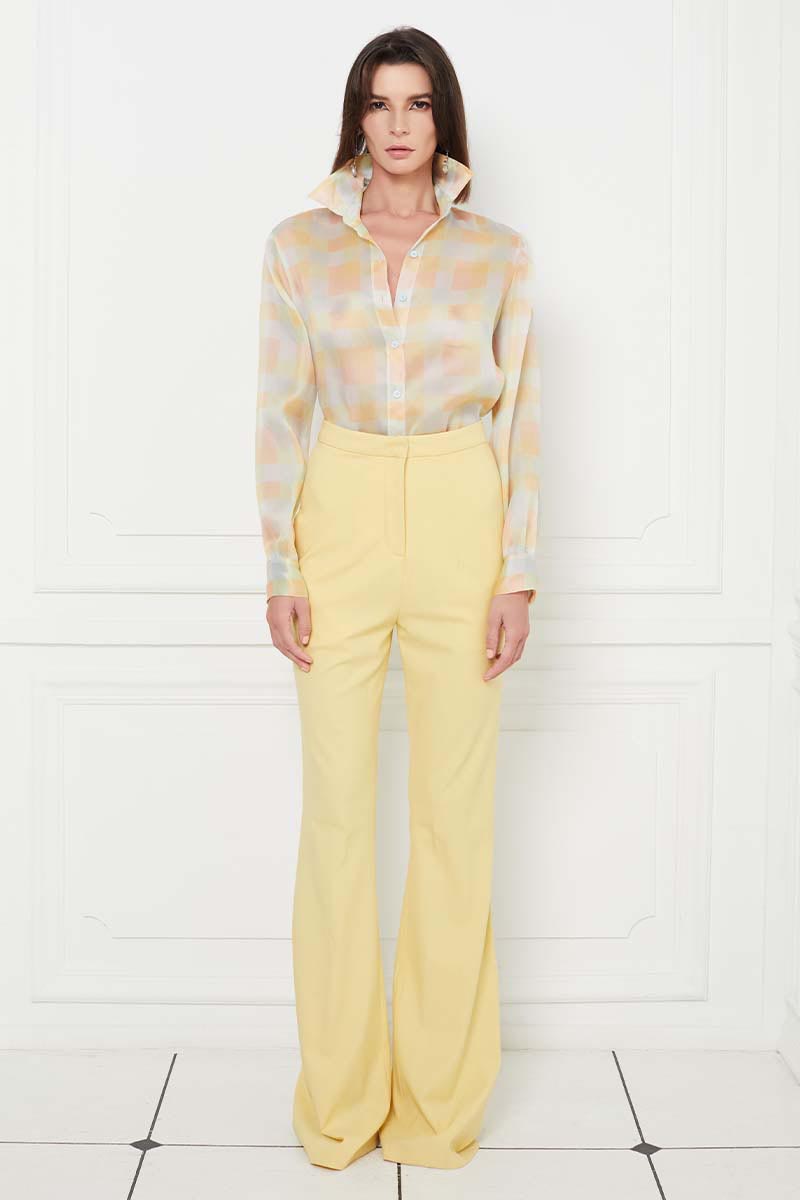 Wide Leg High Waisted Trousers in Yellow
