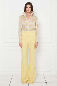 Wide Leg High Waisted Trousers in Yellow