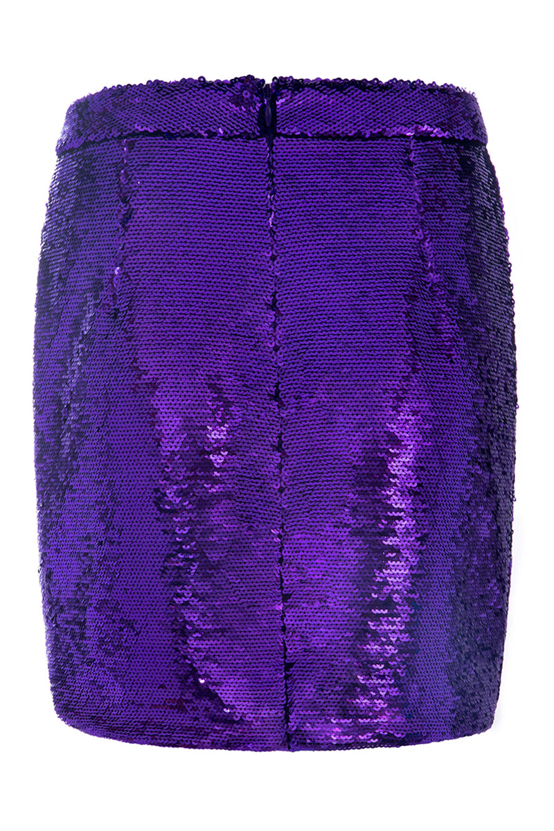 Sequin Embellished Mini Skirt in Purple