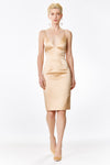 Champagne Silk Satin Plunging Neckline Cross Back Dress