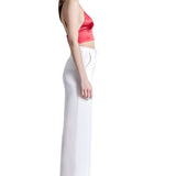 Crepe Silk High Waisted Long Trousers in White