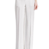 Crepe Silk High Waisted Long Trousers in White
