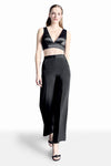 Crepe Silk High Waisted Long Pants in Black