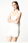 Silk Satin Camisole & Elastic Band Shorts in White