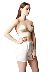 Silk Satin Bikini Bralet in Champagne