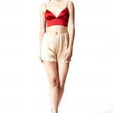 Silk Satin Bikini Bralet in Maroon