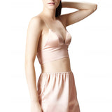 Silk Satin Bikini Bralet in Nude Pink