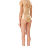 Silk Satin Corseted Bodysuit in Champagne