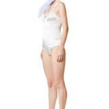 Silk Satin Corseted Bodysuit in White