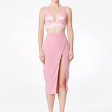 Silk Satin Plunging Neckline Bralet In Pink