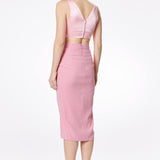 Silk Satin Plunging Neckline Bralet In Pink