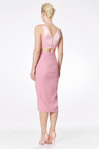 Silk Satin Plunging Neckline Bralet In Pink