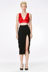 Silk Satin Plunging Neckline Bralet In Red