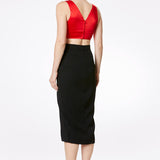 Silk Satin Plunging Neckline Bralet In Red