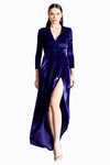 Silk Velvet Side Slit Robe Dress