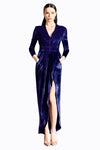 Silk Velvet Side Slit Robe Dress