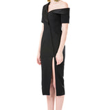 Asymmetrical Off Shoulder Side Slit Dress