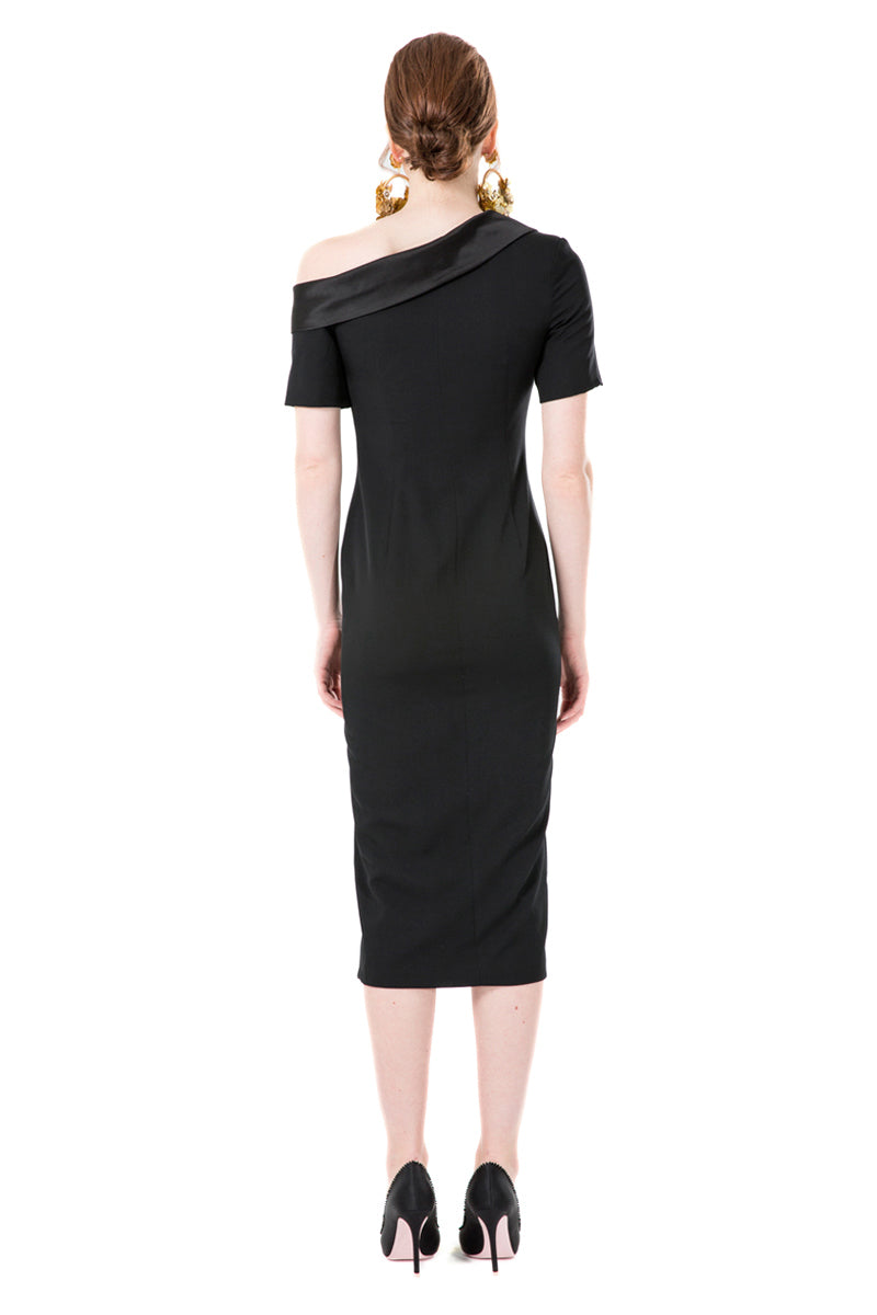 Asymmetrical Off Shoulder Side Slit Dress