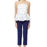 IY Beaded Cropped Trousers in Navy Blue