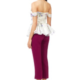 Mid Waist Capri Trousers in Plum Purple