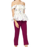 Mid Waist Capri Trousers in Plum Purple