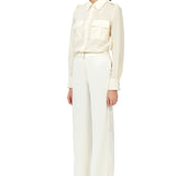 Wide Leg Trousers in Ivory White