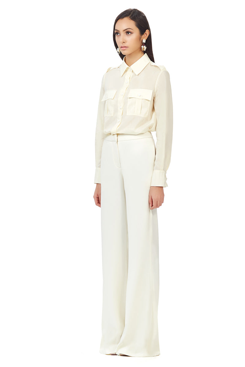 Wide Leg Trousers in Ivory White