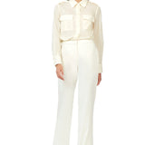 Wide Leg Trousers in Ivory White