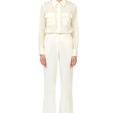 Wide Leg Trousers in Ivory White