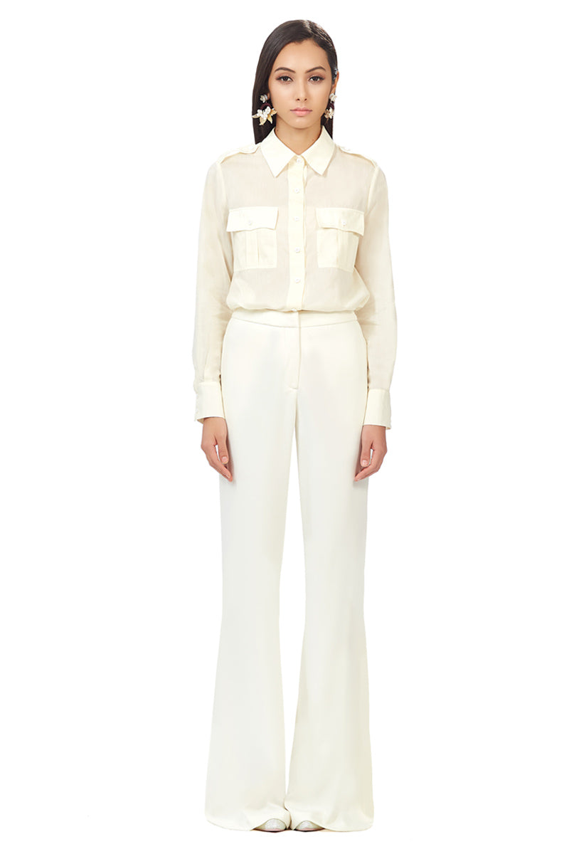 Wide Leg Trousers in Ivory White