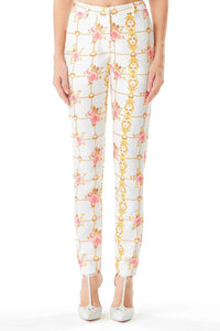 Printed High Waisted Tapered Trousers