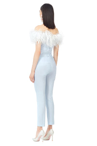 High Waisted Trousers in Baby Blue