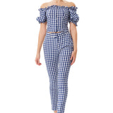 Blue Checkered Print Set