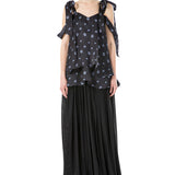Silk Gazaar Ribbon Straps Top in Black