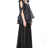 Silk Gazaar Ribbon Straps Top in Black