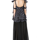 Silk Gazaar Ribbon Straps Top in Black