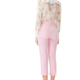 Rose Print Chiffon Ruffles Blouse