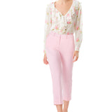 Rose Print Chiffon Ruffles Blouse