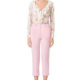 Rose Print Chiffon Ruffles Blouse