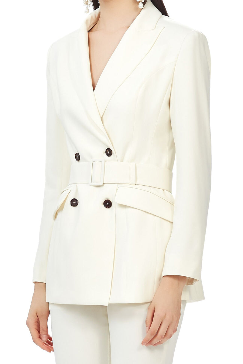 Double Breasted Blazer in Ivory White