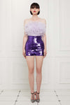 Sequin Embellished High Waisted Shorts in Purple